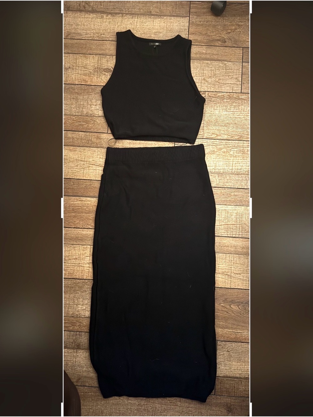 Grey bandit Black Knit Midi Skirt set- Women's